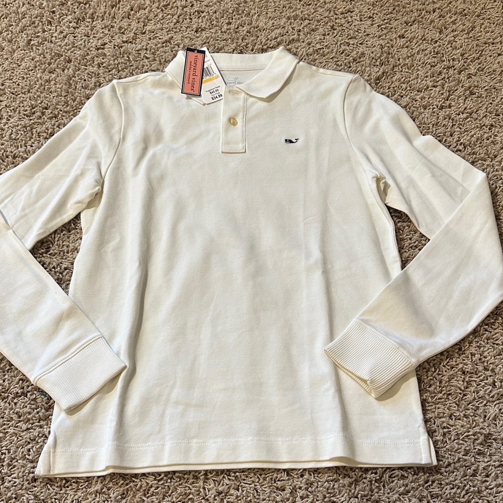 New with Tags Vineyard Vines white Long Sleeve Polo with Whale Logo